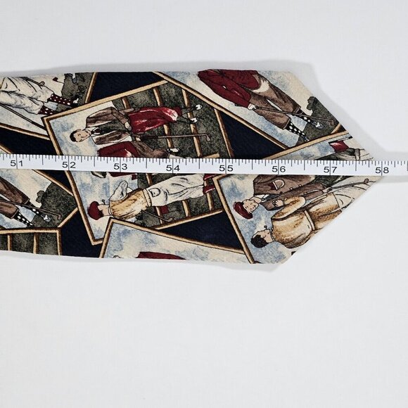 Gant Tie Silk  Multicolor Golf Players Print VTG Boho Art to Wear W3.75 L58 inch - Picture 5 of 16
